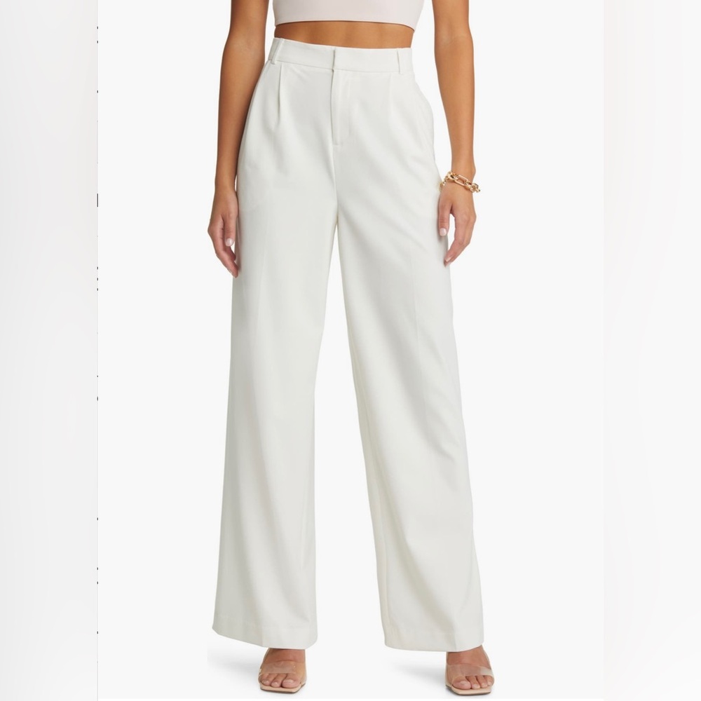 White wide leg trousers